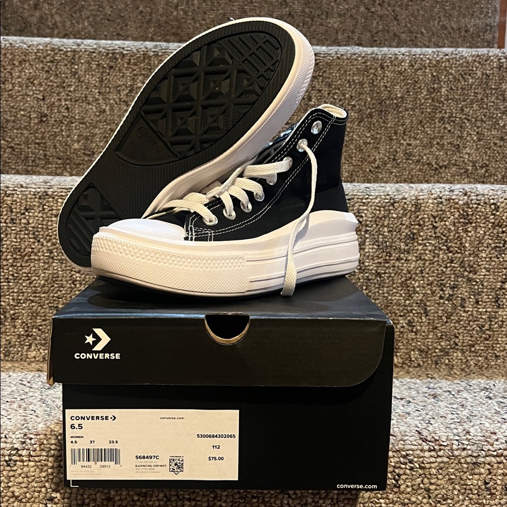 Converse Black and White Platform Sneakers